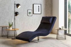 SalesFever Relaxliege Mit Nackenkissen | Stoffbezug In Samt-Optik | Gestell Edelstahl | B 60 X T 170 X H 82 Cm | Blau -SalesFever 4a50134d e848 4f38 9cbe f57434bbcfed