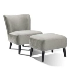 SalesFever Polstersessel Inkl. Sitzhocker | Stoffbezug In Samt | Beine Hevea Holz Schwarz | Vollpolsterung | B 138 X T 126 X H 80 Cm | Seegrün -SalesFever 4a5f42e5 282a 4ff5 87f2 c85010c7d19f 2