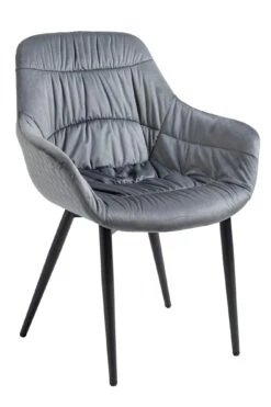 SalesFever Armlehnstuhl | Samt (100% Polyester) | B 63 X T 61 X H 81,5 Cm | Grau