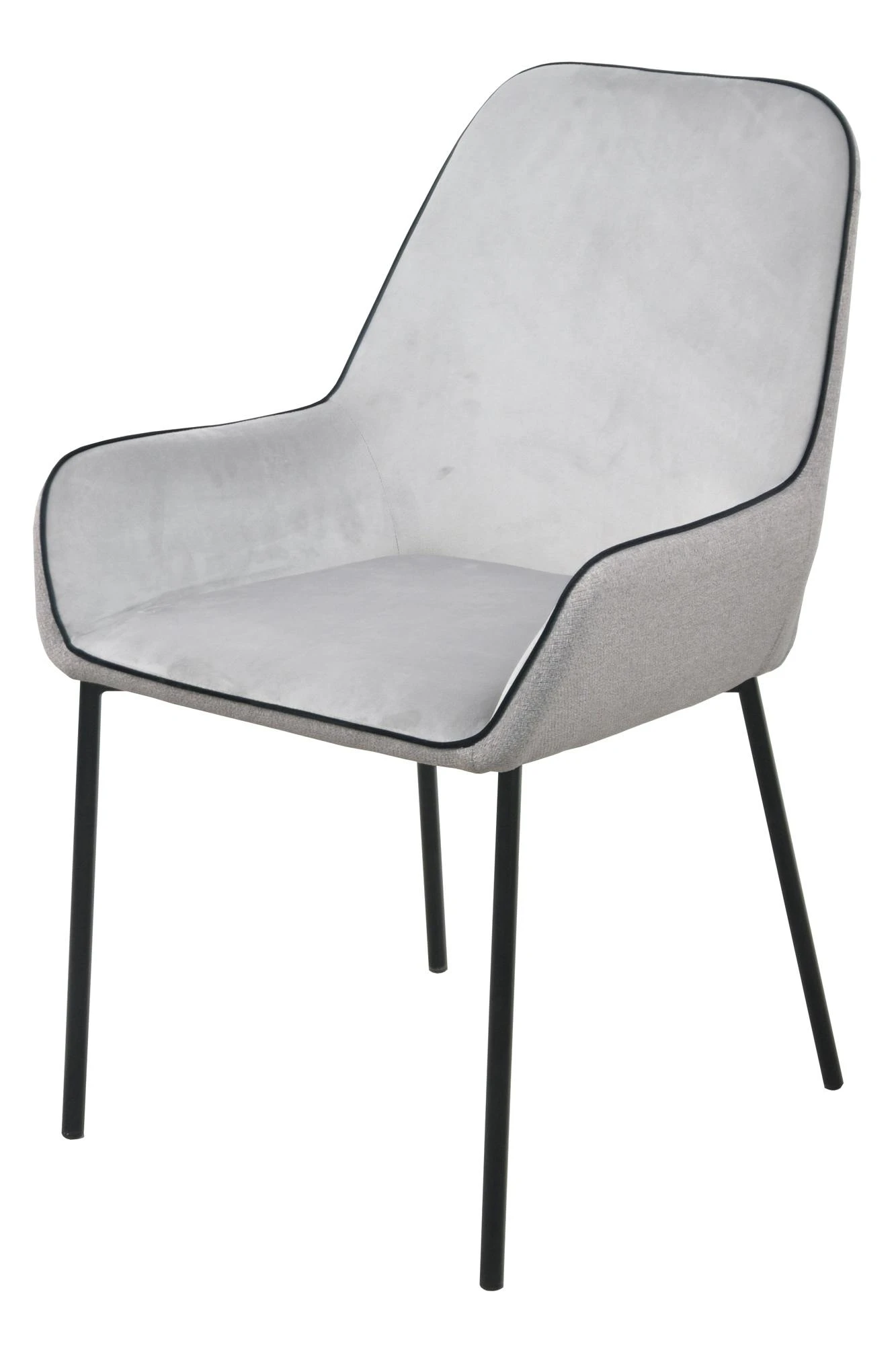 SalesFever Esszimmerstuhl 2er Set | Bezug Außen Strukturstoff | Bezug Innen Samt | Gestell Metall | B 58 X T 58 X H 89 Cm | Hellgrau - Schwarz 3 SalesFever Esszimmerstuhl 2er Set | Bezug Außen Strukturstoff | Bezug Innen Samt | Gestell Metall | B 58 X T 58 X H 89 Cm | Hellgrau - Schwarz