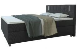 SalesFever Boxspringbett Mit LED-Beleuchtung | 180 X 200 Cm | Textil-Bezug Grau | Inkl. Bonellfederkern-Matratze Und Topper | B 180 X T 208 X H 110 Cm -SalesFever 4ceef441 2354 4235 ad4d 119b93f79f88