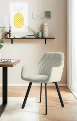 SalesFever Armlehnstuhl 2er-Set | Bezug Samt Matt Optik | Beine Metall | B 61 X T 68 X H 82 Cm | Grau – Schwarz -SalesFever 4d68ac47 1398 4b9d befd 2e0851a1533e 2