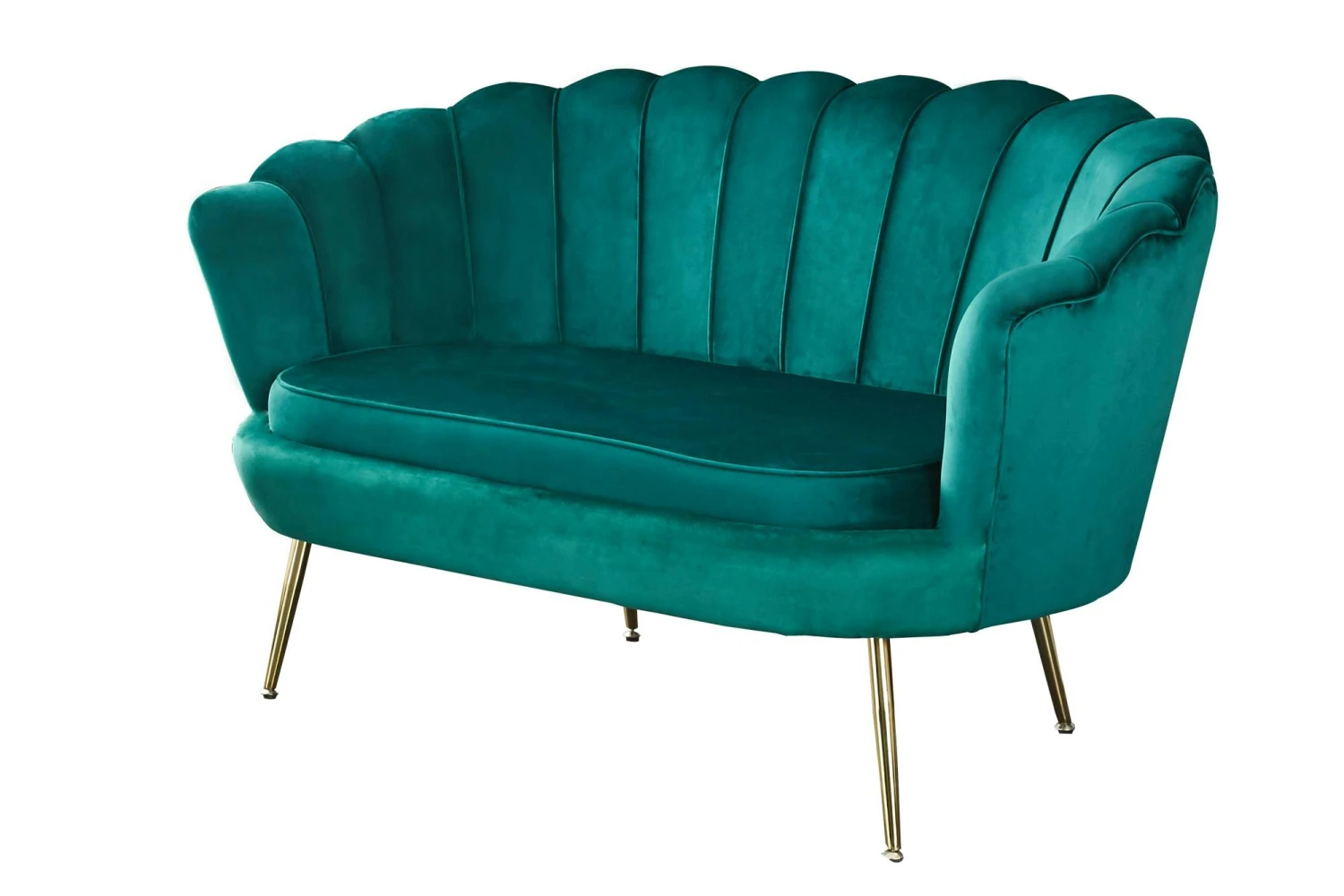 SalesFever Muschel-Sofa | Bezug Samt-Stoff | Gestell Metall Goldfarben | B 136 X T 76 X H 78 Cm | Schwarz 5 SalesFever Muschel-Sofa | Bezug Samt-Stoff | Gestell Metall Goldfarben | B 136 X T 76 X H 78 Cm | Schwarz – Bild 3