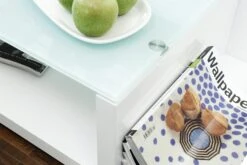 SalesFever Couchtisch Mit 3 Ablagefächern | 12 Mm Sicherheitsglas-Tischplatte | B 100 X T 100 X H 30 Cm | Weiß -SalesFever 5147009c b47f 4192 8b84 7cccfde2b139