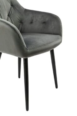 SalesFever Armlehnstuhl | Bezug In Samt-Optik | Gestell Metall Höhenverstellbar | Knopfheftung | B 61 X T 45 X H 85 Cm | Grau – Schwarz -SalesFever 523993f9 3ccf 4697 9336 c2f06d11501e