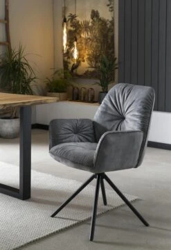 SalesFever Armlehnstuhl Mit 360 Grad Drehfunktion | Bezug Vintage Samtvelours | Gestell Metall | B 61 X T 59 X H 90 Cm | Grau 15 SalesFever Armlehnstuhl Mit 360 Grad Drehfunktion | Bezug Vintage Samtvelours | Gestell Metall | B 61 X T 59 X H 90 Cm | Grau -SalesFever 577dbc8a b2b0 4785 987c 581874737c81