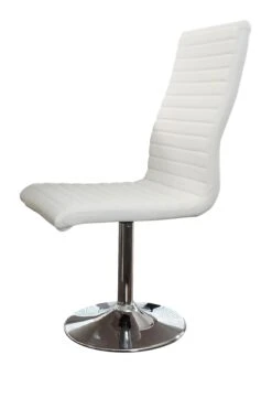 SalesFever Essgruppe 5-tlg. | 160 X 90 Cm | 1x Tisch Hochglanz | 4x Drehstuhl Kunstleder + Gestell Metall | Weiß-chrom -SalesFever 58cf822c 7adc 4b50 86ae af56dbb70d25