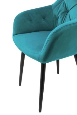 SalesFever Armlehnstuhl | Bezug In Samt-Optik | Gestell Metall Höhenverstellbar | Knopfheftung | B 61 X T 45 X H 85 Cm | Türkis – Schwarz -SalesFever 596c4e2a 7469 4ff6 8228 3ebcf0933117