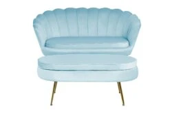 SalesFever Muschel-Sofa | Bezug Samt-Stoff | Gestell Metall Goldfarben | B 136 X T 76 X H 78 Cm | Hellgrau -SalesFever 5c8c9d60 6494 43fd 997c 2574063692f4