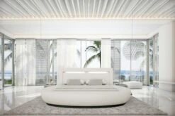 SalesFever Rundbett 200 X 200 Cm | Inklusive LED-Beleuchtung | Bezug Kunstleder | B 304 X T 250 X H 100 Cm | Weiß -SalesFever 5eb59212 385c 4fda b7a8 7d8ba995f790