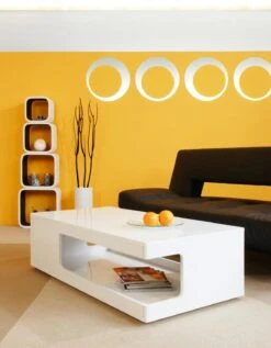 SalesFever Couchtisch | Offenes Fach Mit Ablagemöglichkeit | B 120 X T 60 X H 35 Cm | Weiß Hochglanz