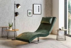 SalesFever Relaxliege Mit Nackenkissen | Stoffbezug In Samt-Optik | Gestell Edelstahl | B 60 X T 170 X H 82 Cm | Grün -SalesFever 622aba32 30ca 4d1f 8f53 45facfb1736e