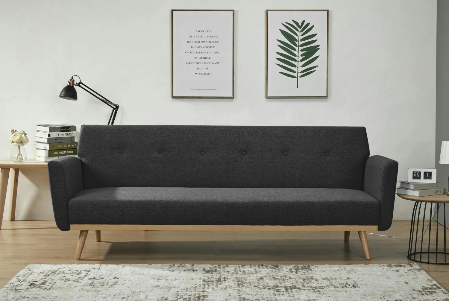SalesFever Schlafsofa 3-Sitzer | Klappfunktion | Bezug Strukturstoff Fein | Beine Holz | B 212 X T 85 X H 79 Cm | Grau 5 SalesFever Schlafsofa 3-Sitzer | Klappfunktion | Bezug Strukturstoff Fein | Beine Holz | B 212 X T 85 X H 79 Cm | Grau – Bild 3