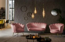 SalesFever Muschel-Sofa | Bezug Samt-Stoff | Gestell Metall Goldfarben | B 136 X T 76 X H 78 Cm | Rose -SalesFever 63e4916d 803f 49ab ab75 28db336b0fca
