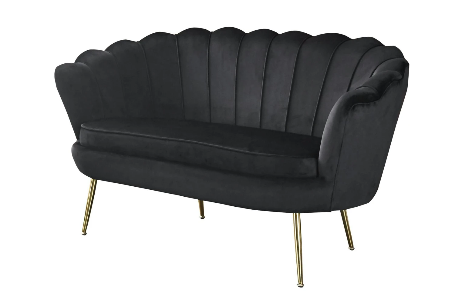SalesFever Muschel-Sofa | Bezug Samt-Stoff | Gestell Metall Goldfarben | B 136 X T 76 X H 78 Cm | Schwarz 3 SalesFever Muschel-Sofa | Bezug Samt-Stoff | Gestell Metall Goldfarben | B 136 X T 76 X H 78 Cm | Schwarz