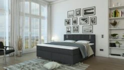 SalesFever Boxspringbett 200 Cm | LED-Beleuchtung | Kunstleder Schwarz | Inkl. Bonellfederkern-Matratze Und Topper | B 200 X T 208 X H 110 Cm -SalesFever 690cc3e8 c8b3 4cfa a2e6 33f76dcf2fdf 2