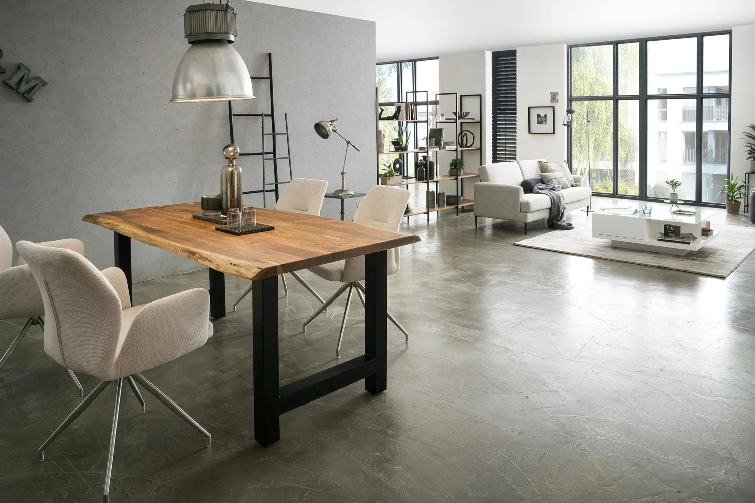 SalesFever Baumkanten Esstisch 140x80 Cm | Massive 3,5 Cm Akazie Natur | H-Gestell Schwarz 8 SalesFever Baumkanten Esstisch 140x80 Cm | Massive 3,5 Cm Akazie Natur | H-Gestell Schwarz – Bild 6