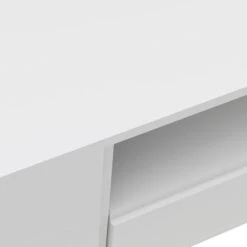 SalesFever Eck TV-Lowboard Aus MDF | Mit Tür, Klappfach Und Offenem Fach | Beine Metall Mit Messinglegierung | B 100 X T 50 X H 58 Cm | Weiß -SalesFever 6b620ba3 7f4e 49c3 9624 e2b80f4ad930