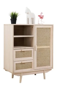 SalesFever Sideboard Mit Rattan Front | 2 Schubladen, 1 Tür, 2 Offene Fächer | Korpus MDF | Beine Paulownie Holz | B 70 X T 36 X H 85 Cm | Natur -SalesFever 6d510b3b 663a 4660 a64c 96a088ed5a83