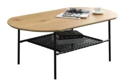 SalesFever Couchtisch | Mit Ablagefläche | Tischplatte 15 Mm MDF Natur | Beine Metall Schwarz | B 105 X T 55 X H 43 Cm -SalesFever 6e863244 2d75 492c 9666 f6e212b71172