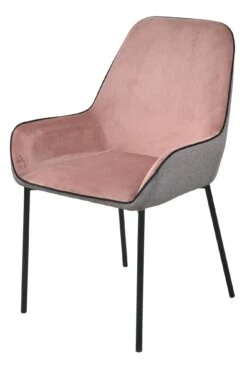 SalesFever Esszimmerstuhl 2er Set | Bezug Außen Strukturstoff | Bezug Innen Samt | Gestell Metall | B 58 X T 58 X H 89 Cm | Rose - Schwarz