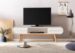 SalesFever TV-Lowboard | Korpus MDF-Holz | Beine Massivholz | B 140 X T 40 X H 55 Cm