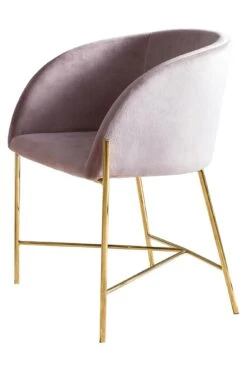 SalesFever Essgruppe 5-tlg. | 1x Tisch 180 X 90 Cm Hochglanz Weiß | 4x Armlehnstuhl Samt Rose | Gestell Metall Goldfarben -SalesFever 731eaaad 1e4b 4552 9df9 1e342f6d7079