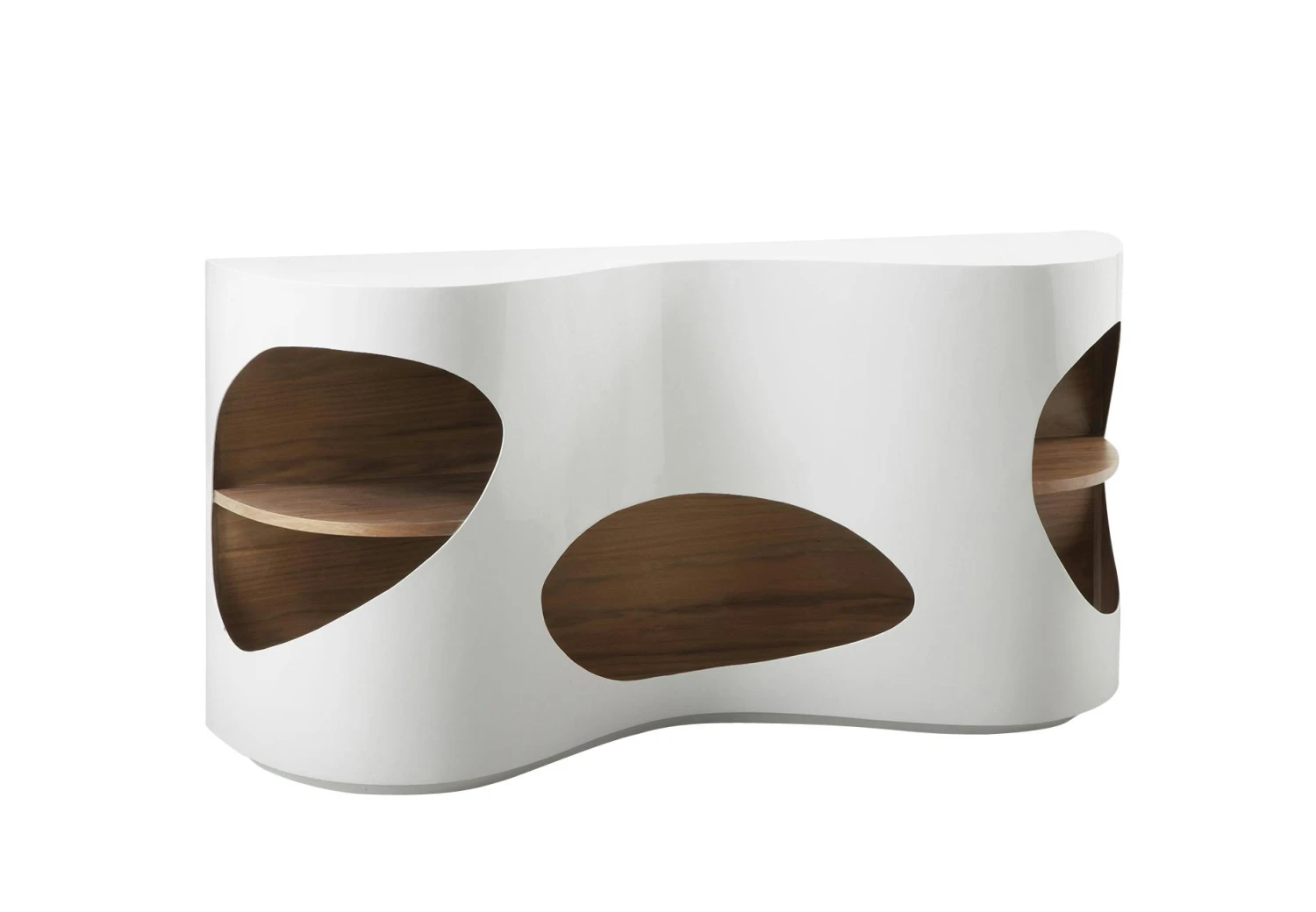 SalesFever Sideboard | MDF-Holz | B 150 X T 40 X H 75 Cm | Weiß Hochglanz – Walnuss Matt 9 SalesFever Sideboard | MDF-Holz | B 150 X T 40 X H 75 Cm | Weiß Hochglanz – Walnuss Matt – Bild 7