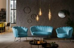 SalesFever Muschel-Sofa | Bezug Samt-Stoff | Gestell Metall Goldfarben | B 136 X T 76 X H 78 Cm | Blau 15 SalesFever Muschel-Sofa | Bezug Samt-Stoff | Gestell Metall Goldfarben | B 136 X T 76 X H 78 Cm | Blau -SalesFever 750ddb48 6bc2 48d8 a27c 693f5c01e3a1