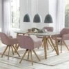 SalesFever Essgruppe 5-tlg. | 160 X 90 Cm | Tischplatte Grau + Gestell Eiche | 4x Stuhl Textil Rosa + Beine Eiche -SalesFever 754825d6 becf 4f76 ba54 a0a177cd3373 1