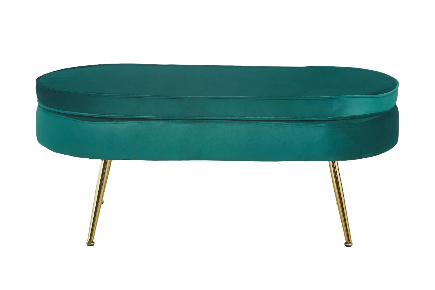 SalesFever Sitzpouf | Oval | Bezug Samt-Stoff Blau | Gestell Metall Goldfarben | B 99 X T 44 X H 40 Cm 7 SalesFever Sitzpouf | Oval | Bezug Samt-Stoff Blau | Gestell Metall Goldfarben | B 99 X T 44 X H 40 Cm – Bild 5
