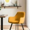 SalesFever Armlehnstuhl 2er-Set | Bezug Samt Matt Optik | Beine Metall | B 61 X T 68 X H 82 Cm | Gelb – Schwarz -SalesFever 766cef44 e494 4010 8e62 2ead70652bf8