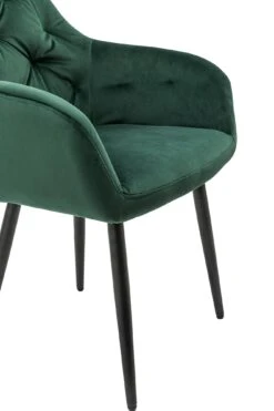 SalesFever Armlehnstuhl | Bezug In Samt-Optik | Gestell Metall Höhenverstellbar | Knopfheftung | B 61 X T 45 X H 85 Cm | Grün – Schwarz -SalesFever 771a7d91 c267 44e8 a233 413c5a6b530b