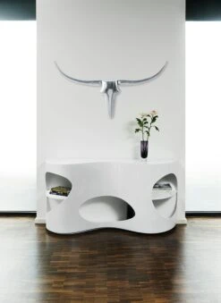 SalesFever Sideboard | MDF-Holz | Füße Edelstahl | B 200 X T 50 X H 75 Cm | Weiß Hochglanz -SalesFever 77366fc1 044f 4516 9c88 53c04b21d836 2