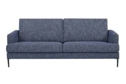 SalesFever Sofa 3-Sitzer | Bezug Strukturstoff | Gestell Metall Schwarz | B 194 X T 79 X H 78 Cm | Blau