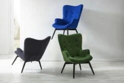 SalesFever Polstersessel Webstoff | Gestell Metall Holzoptik Schwarz Gebeizt | B 80 X T 99 X H 92 Cm | Saphirblau -SalesFever 79d81019 31ed 4a5c a63b 672334f82589