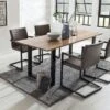 SalesFever Essgruppe 5-tlg. | 160 X 85 Cm | 1x Baumkante-Esstisch Akazie + Metall | 4x Stuhl Kunstleder + Metall | Cognac – Schwarz – Dunkelbraun -SalesFever 7c48c3ec 8684 4afc 9428 6d9220b99148 2