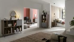 SalesFever Nacht-Kommode Mit 3 Offenen Fächern | MDF | Füße Metall | B 40 X T 39,6 X H 55 Cm | Grau-walnuss -SalesFever 7e13de19 220c 48bc af1a e7db298bb1c6