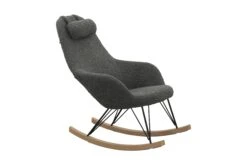 SalesFever Schaukelstuhl Mit Kopfkissen | Bezug Textil | Kufen Eiche-Holz | Gestell Metall Schwarz | B 70 X T 100 X H 99 Cm | Grau -SalesFever 81133fbd 0c6e 48ed 8ba4 0f6dac534409 3