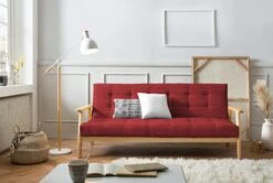 SalesFever Schlafsofa Mit Armlehnen | 3 Funktionen | Bezug Strukturstoff | Gestell Massivholz Eukalyptus | B 190 X T 85 X H 81 Cm | Kaminrot -SalesFever 813d86a7 168d 44f8 9d0e 7bb076beeeeb