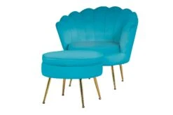 SalesFever Muschel-Sessel | Bezug Samt-Stoff | Gestell Metall Goldfarben | B 76 X T 76 X H 78 Cm | Blau -SalesFever 813f83c9 5706 44b8 80a5 f6094e8a789f