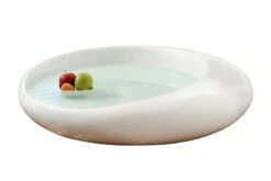 SalesFever Couchtisch Rund | Hochglanz Lackiert | Fiberglas | Integrierte Weißglasplatte | B 100 X T 100 X H 25 Cm | Weiß -SalesFever 8256ee46 b379 4d1a 92d7 a55cb0b9cfe7