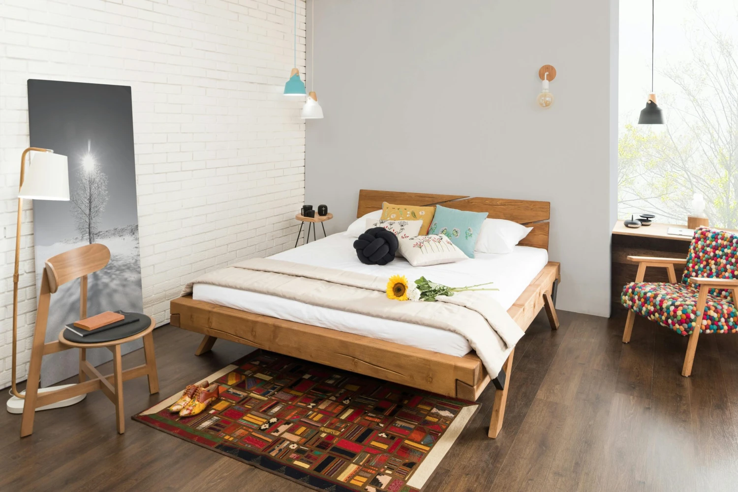 SalesFever Balkenbett 200 X 200 Cm | Fichte-Holz | Massivholz | Y-Beine Mit Schwarz | B 218 X T 218 X H 90 Cm | Natur 9 SalesFever Balkenbett 200 X 200 Cm | Fichte-Holz | Massivholz | Y-Beine Mit Schwarz | B 218 X T 218 X H 90 Cm | Natur – Bild 7