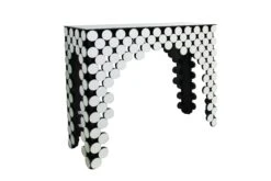 SalesFever Konsolentisch Aus MDF Mit Spiegelglas | Runde Spiegelglas Elemente | B 111 X T 35,5 X H 92 Cm | Verspiegelt