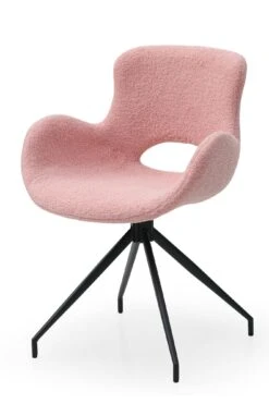 SalesFever Armlehnstuhl | 180° Drehplatte Unter Der Sitzfläche | Teddyfell (100% Polyester) | B 56 X T 57 X H 83 Cm | Rose