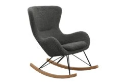 SalesFever Schaukelstuhl Mit Kopfkissen | Bezug Teddyfell | Kufen Massiv-Holz | Gestell Metall Schwarz | B 67 X T 105 X H 106,5 Cm | Weiß -SalesFever 85cea505 2d23 4fbf b194 7aad507ccb2d 1