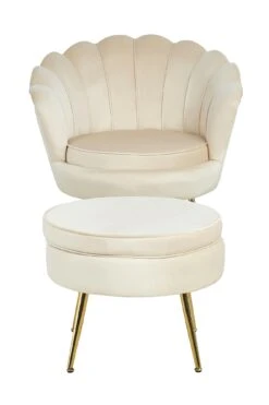 SalesFever Sitzpouf | Rund | Bezug Samt-Stoff Beige | Gestell Metall Goldfarben | B 52 X T 52 X H 41 Cm -SalesFever 8796043c acc9 434f a496 a45a18d554e8