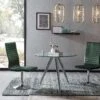 SalesFever Essgruppe 5-tlg. | 1x Tisch Rund 100 Cm Glasplatte + Beine Chrom | 4x Drehstuhl Samt-Optik Grün + Fuß Verchromtes Metall 2 SalesFever Essgruppe 5-tlg. | 1x Tisch Rund 100 Cm Glasplatte + Beine Chrom | 4x Drehstuhl Samt-Optik Grün + Fuß Verchromtes Metall -SalesFever 884de4a5 2630 4597 af71 90b75febae1c