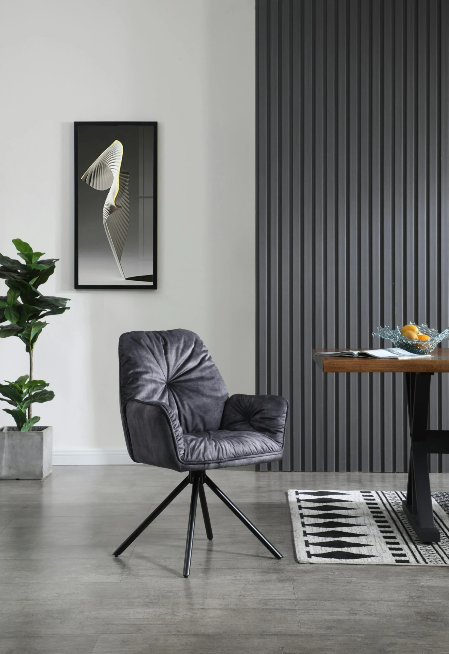 SalesFever Armlehnstuhl Mit 360 Grad Drehfunktion | Bezug Vintage Samtvelours | Gestell Metall | B 61 X T 59 X H 90 Cm | Schwarz 8 SalesFever Armlehnstuhl Mit 360 Grad Drehfunktion | Bezug Vintage Samtvelours | Gestell Metall | B 61 X T 59 X H 90 Cm | Schwarz – Bild 6