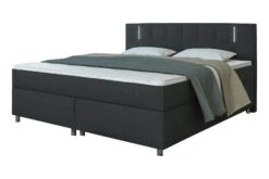 SalesFever Boxspringbett Mit LED-Beleuchtung | 180 X 200 Cm | Textil-Bezug Grau | Inkl. Bonellfederkern-Matratze Und Topper | B 180 X T 208 X H 110 Cm -SalesFever 898967e5 0da4 4c0d 85da 72215e2e0b96